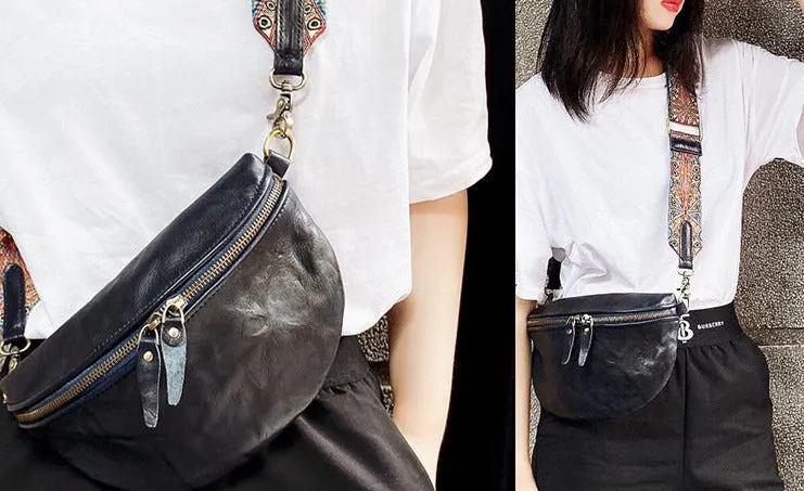 Womens Black Shoulder Chest Bag Sling Purse For Ladies