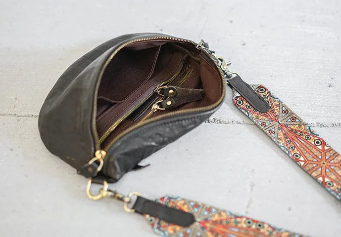 Womens Black Shoulder Chest Bag Sling Purse For Ladies