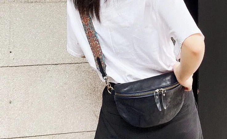 Womens Black Shoulder Chest Bag Sling Purse For Ladies