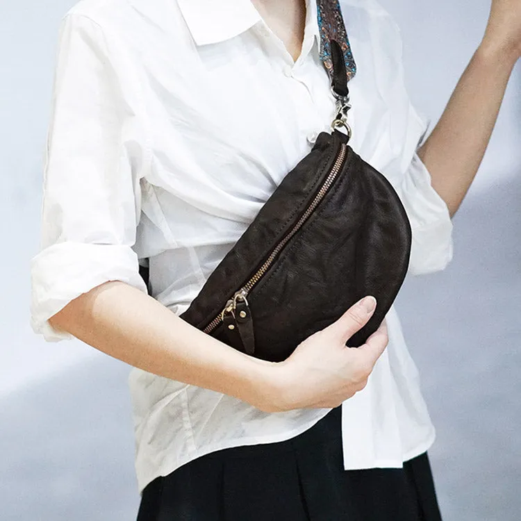 Womens Black Shoulder Chest Bag Sling Purse For Ladies