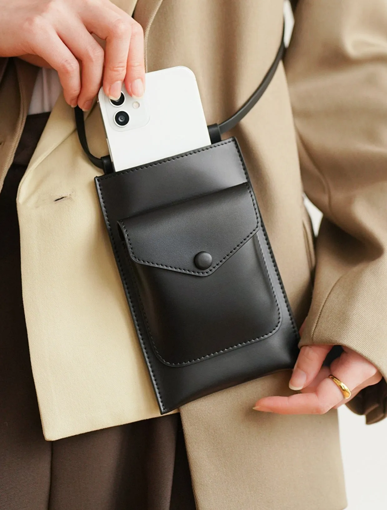 Womens Cell Phone Wallet Purse With Shoulder Strap Off White Crossbody Bag